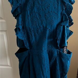 New York & Company Teal Eyelet Dress with Ruffle Trim. BNWT